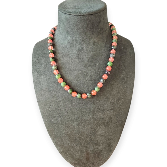 Strawberry Quartz and Ruby Zoisite Necklace - Picture 1 of 4